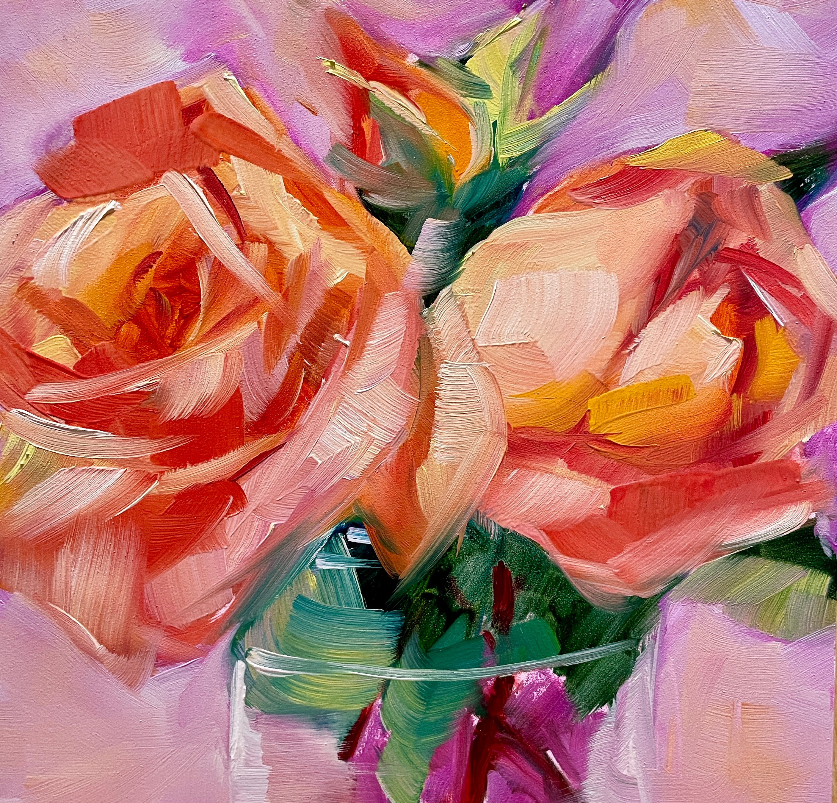 Roses. Original outlet oil painting.