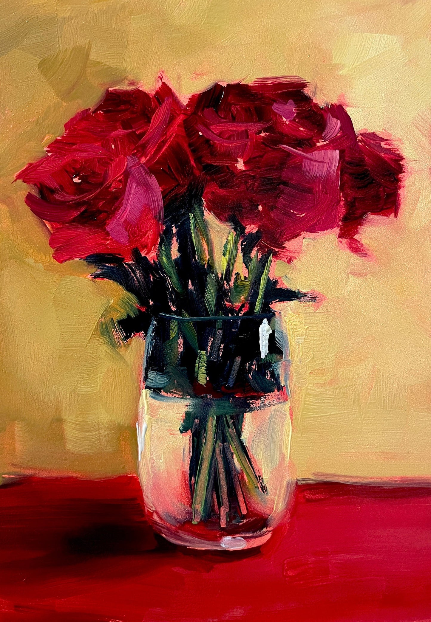 Red Roses Bouquet in Glass Vase