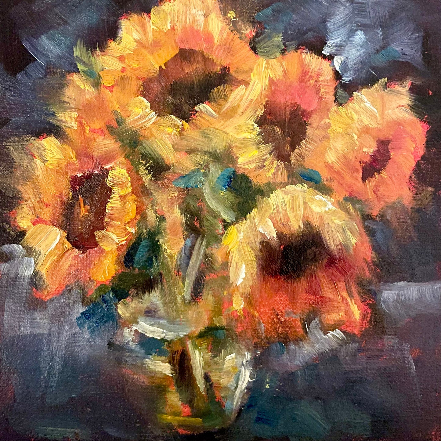 Sunflower Bouquet Oil Painting